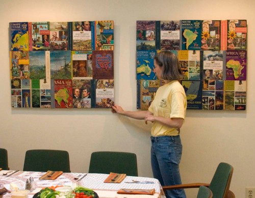 Encyclopedia Book Quilts on parent's wall, 2009